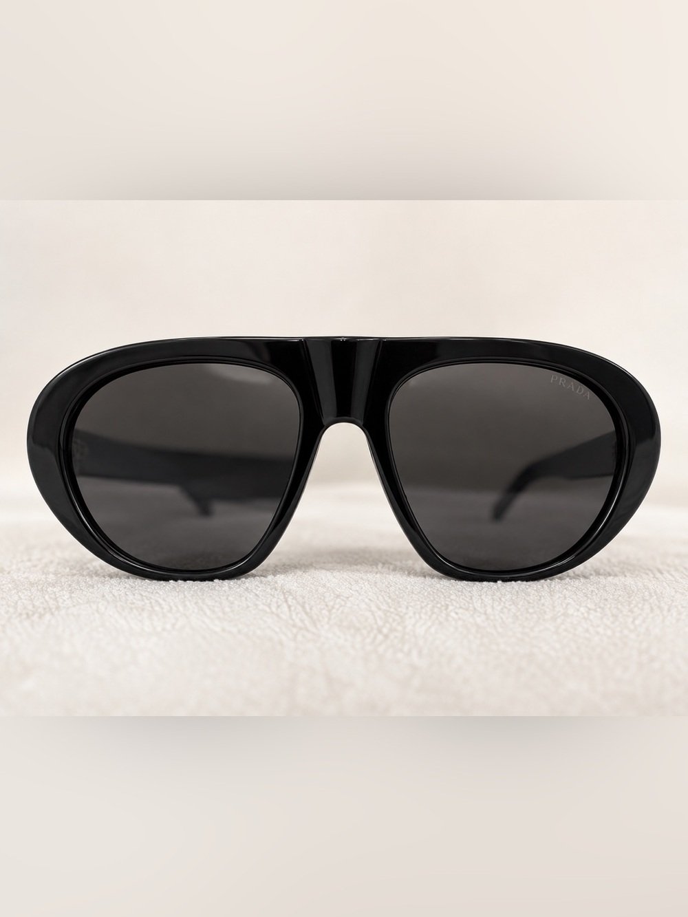 Prada Black Oversized Square Sunglasses with Logo Temples